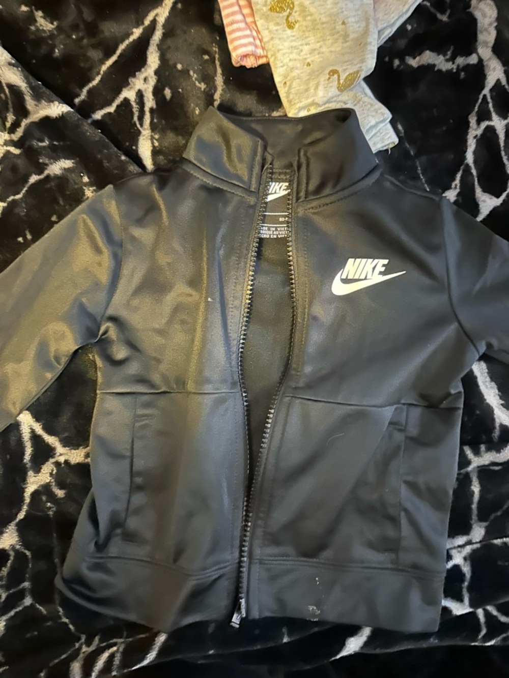 Nike Black Kids' Full-Zip Puffer Jacket and sweats with White Logo